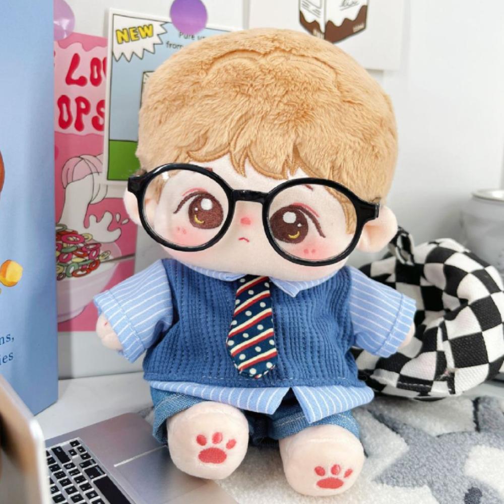 Set 1 Sweater Vest 20Cm Cotton Doll Clothes School Uniform Tie Cotton Doll'S Clothes Denim Shorts Mini Plush Doll Clothes