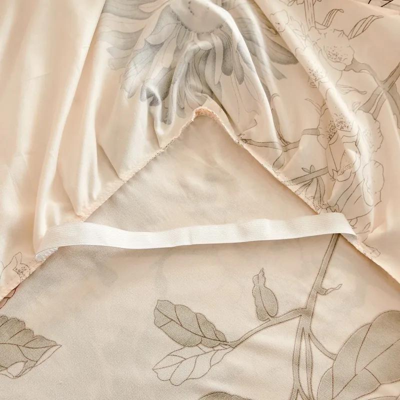 3pc Tropical Floral Bed Skirt Set Includes 1Non-slip Lace Bed Skirt And 2 Decorative Pillowcases All-season Polyester Bedding Ruffles Machine Washable