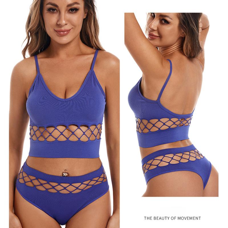 Hollow Underwear Set for Women with Small Breasts Push Up Bra Without Rims Plus Size Sports Camisole