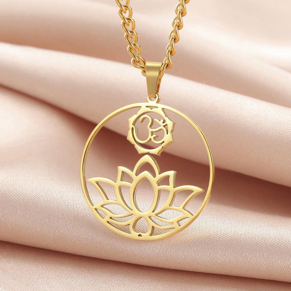 Dawapara Indien Tamil Om Symbol mit Dreizack Anhänger Edelstahl Halskette Om Shiva Symbol Yoga Vintage Talisman Schmuck