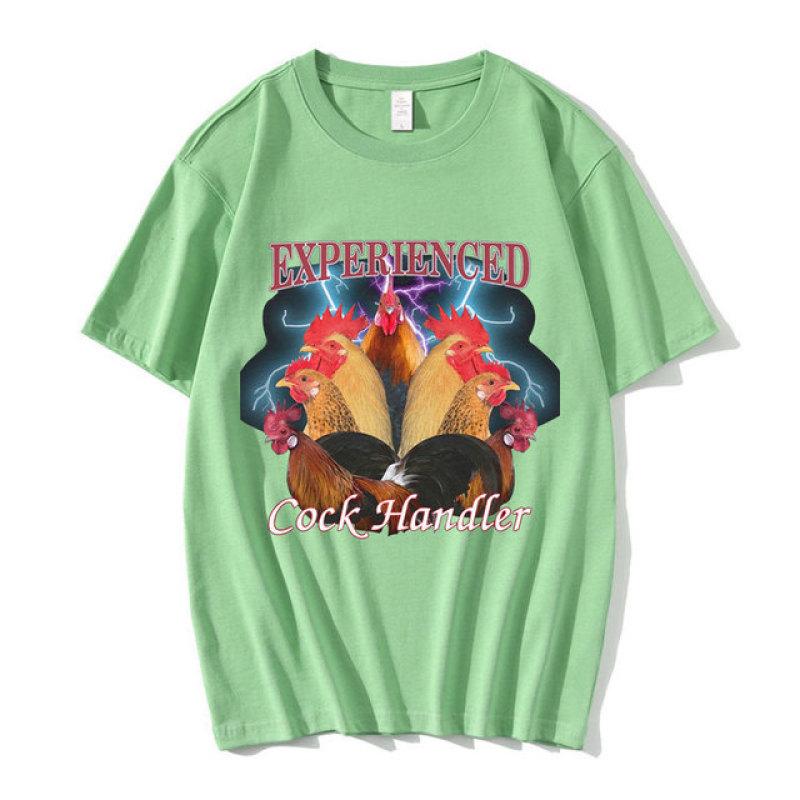 Funny Professional Cock Handler Chicken and Rooster Graphic T Shirt Men's Casual Cotton Oversized T-shirts Harajuku Streetwear