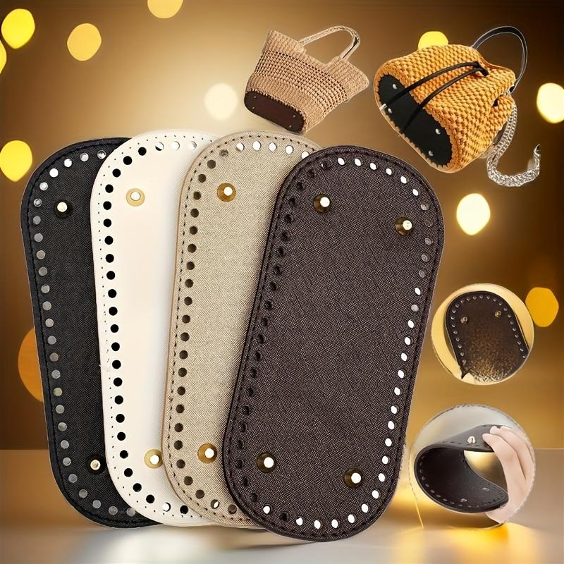 1 Stück Robuster Häkeltaschenboden Oval DIY Taschenformer mit Zierstich & Goldenen Nieten Bastelbedarf Handgemachte Taschenrahmen, Genietete Kanten