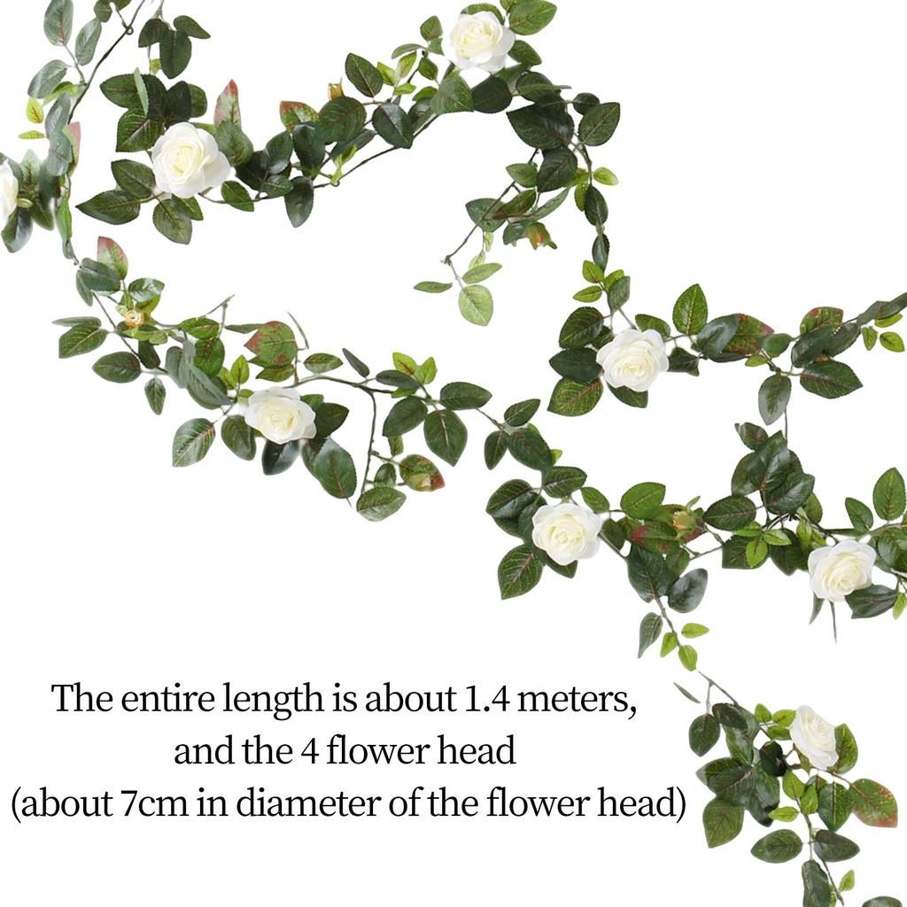 Artificial Rose Vines Rose Garland Hanging Faux Leaves Floral for Indoor Outdoor