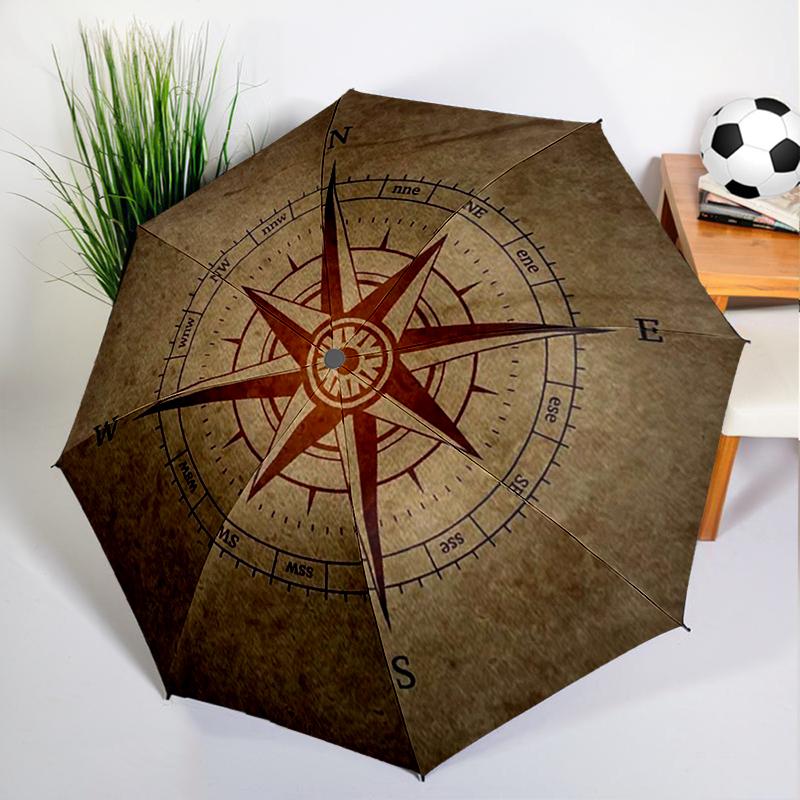 Navigational Compass Umbrella Automatic Open/close, Sturdy Iron Frame & 8-Rib Struct, Umbrella for Women & Men, Christmas Gifts