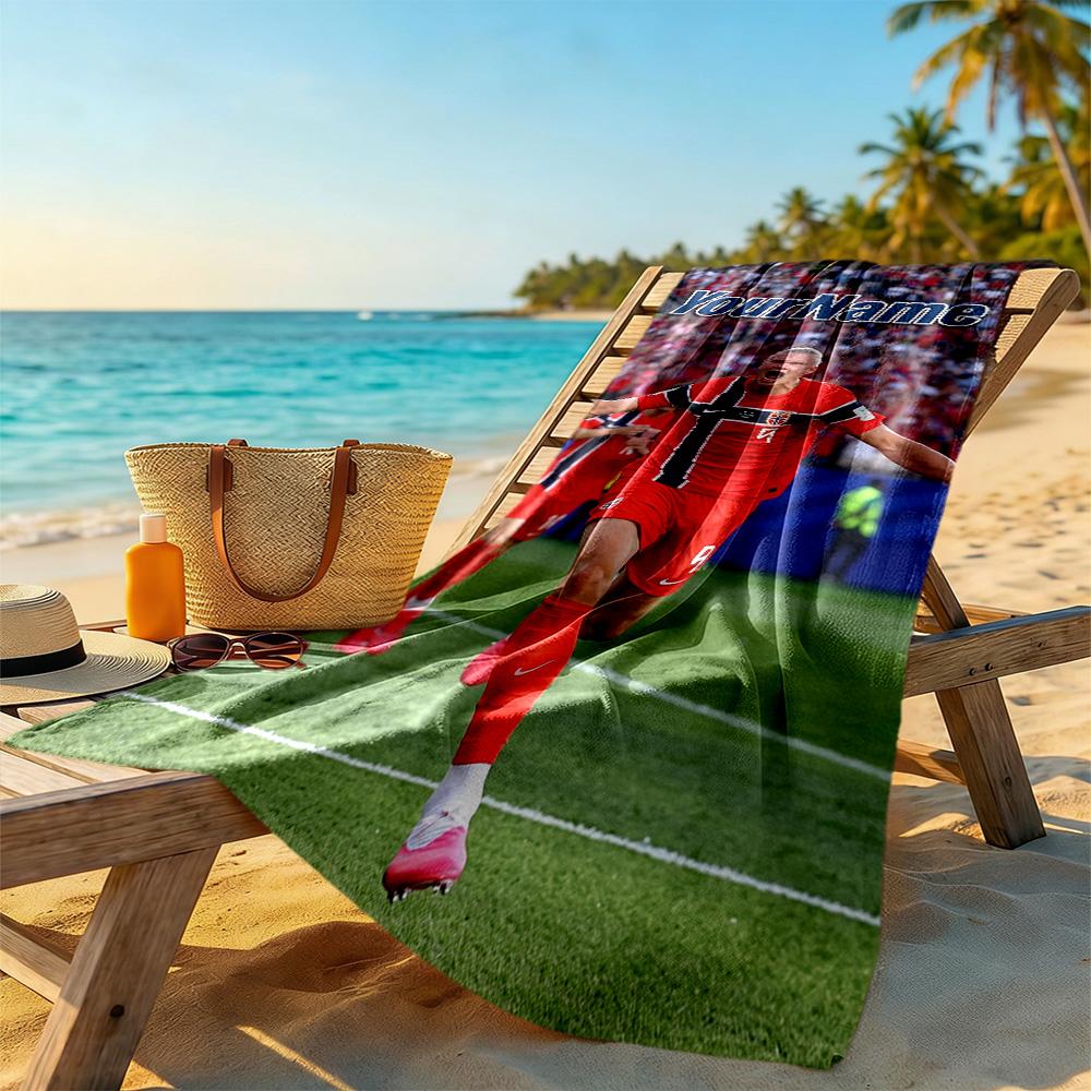 Haaland Customizable Name Beach Towel High Absorbency & Quick-Dry Suitable for Sports Travel Swimming Yoga Bathroom Beach And Pool