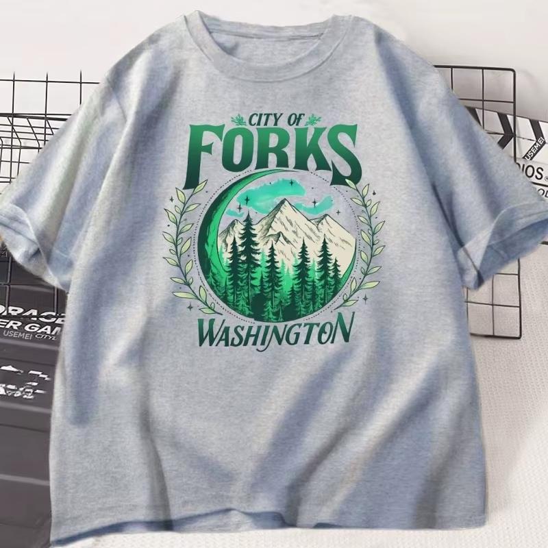 Twilight City Forks Washington Cotton Sleeve Vintage Y2k Twilight Halloween Tee New Moon Rainforest Tops 2026 Summer T Shirt