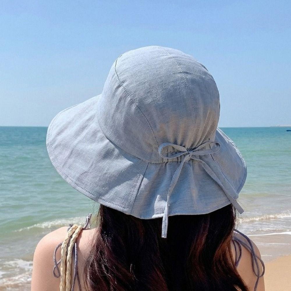 Breathable Women's Bucket Hat Anti-UV Sunscreen Visor Cap Casual Summer Sun Hat  Beach Wear