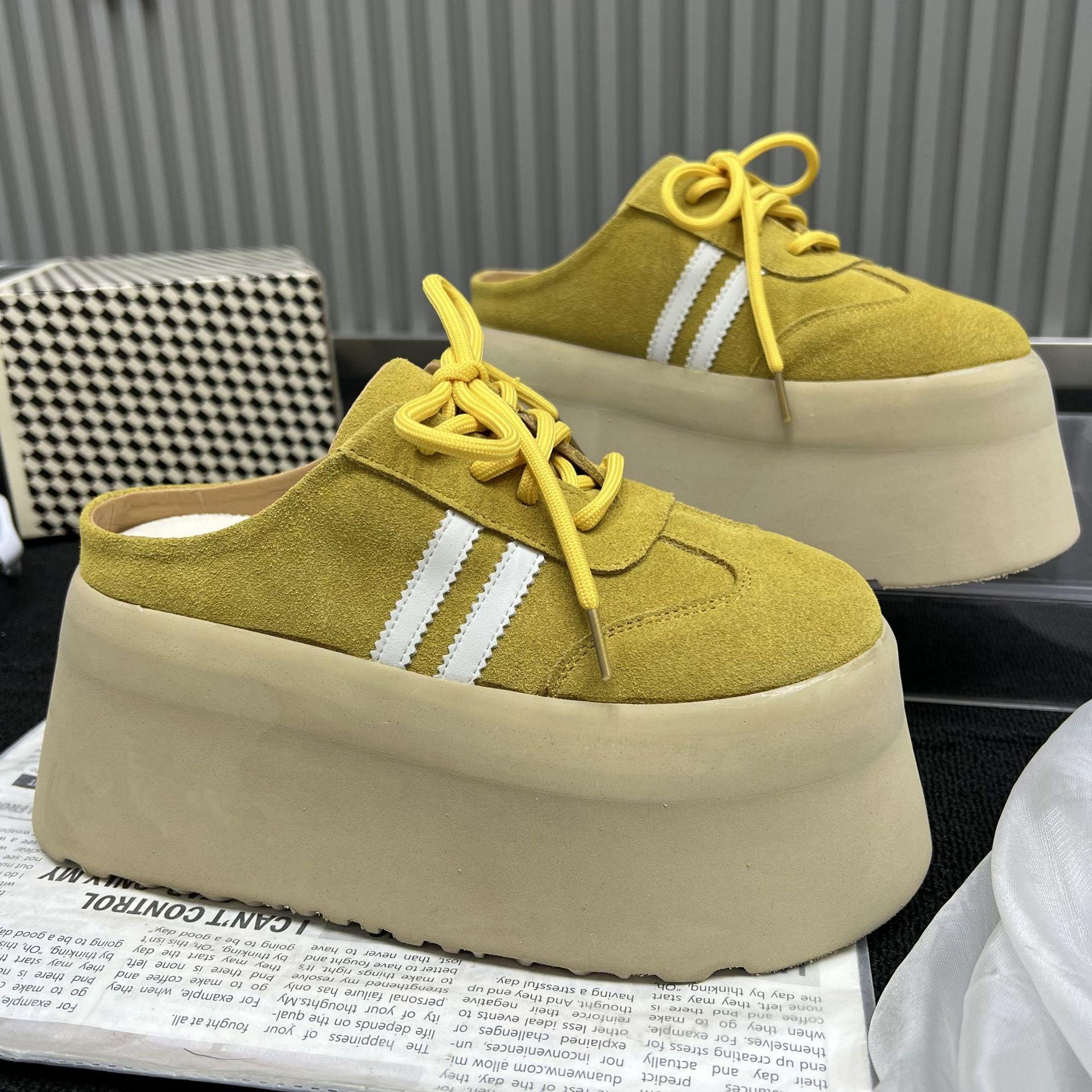 

Super thick-soled bag head slippers, comfortable and versatile German training shoes, small street photography fashion shoes 40 жёлтый