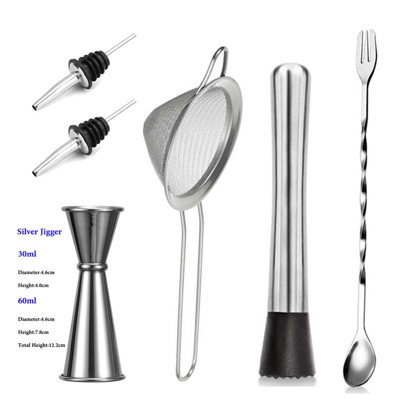 Professional Stainless Steel Bar Tools, Stir Bar Tool, Cocktail Stir Bar, Mixing Spoon, Cocktail Picks, Mojito Stir Bar Tool Kit