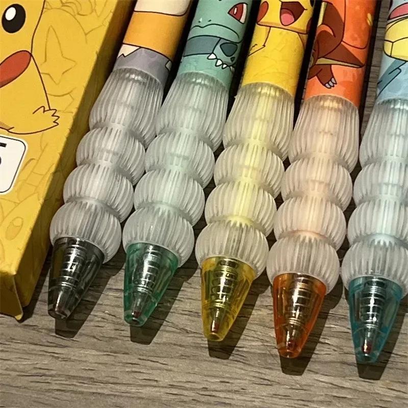 5 pezzi Penna Gel Pokemon Pikachu Carina Anime Cartone Animato Charmander Squirtle Penna Gel a Pressione Cancelleria Materiale Scolastico Regali per le Vacanze