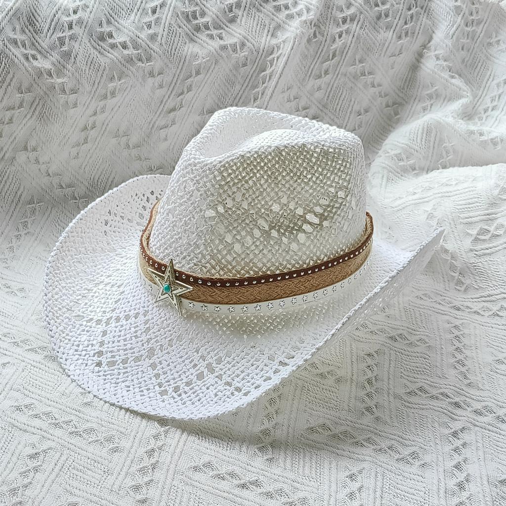 Western Straw Cowboy Hat White Straw Hat Solid Sombrero Vaquero Sunshade Jazz Hat Panama Sun Hat Sombrero Vaquero Hombre Chapea