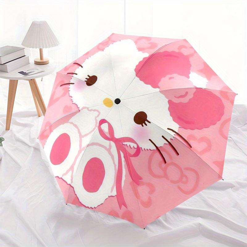 1pc Hello Kitty Pink Background Umbrella with Plastic Handle,Suitable for All Seasons Home Travel Outdoor UmbrellaSanlio699