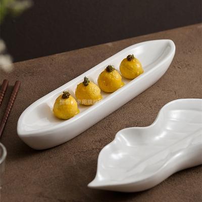 White Leaf Ceramic Dinner Plate Western Steak Plates Sushi Plate Sashimi Disc Dessert Plates Dim Sum Dish Fruit Bowl Salad Bowl