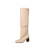 Foreign trade two wear removable knee boots 2025 new retro thick heel rivets thin leather high boots