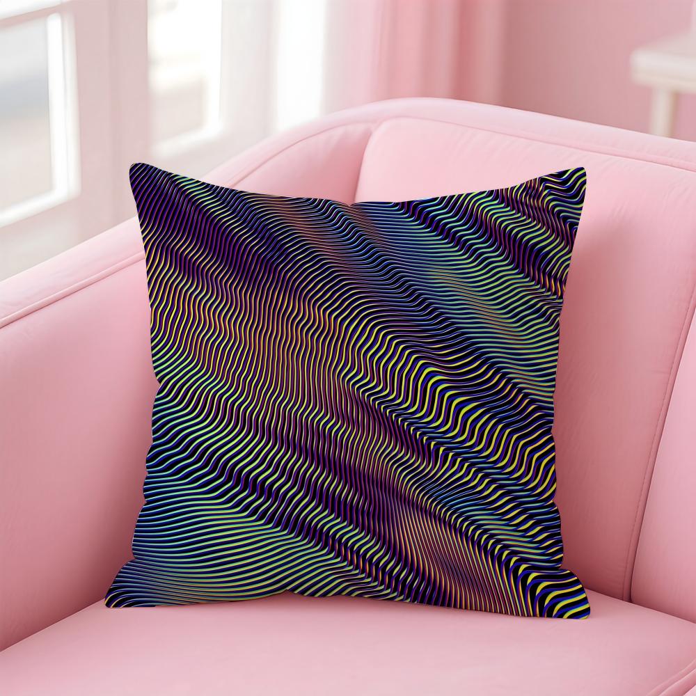 Abstract Trippy Colorful Art Psychedelic Texture Cushion Cover Pillowcase Short Plush Invisible Zipper Room Sofa Cushion Cover
