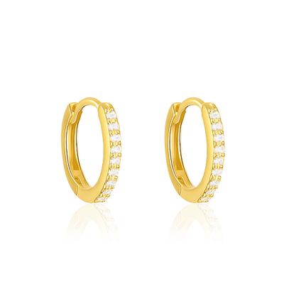 Sparkle Huggie Hoop Earrings - 925 Sterling Silver Gold Plated