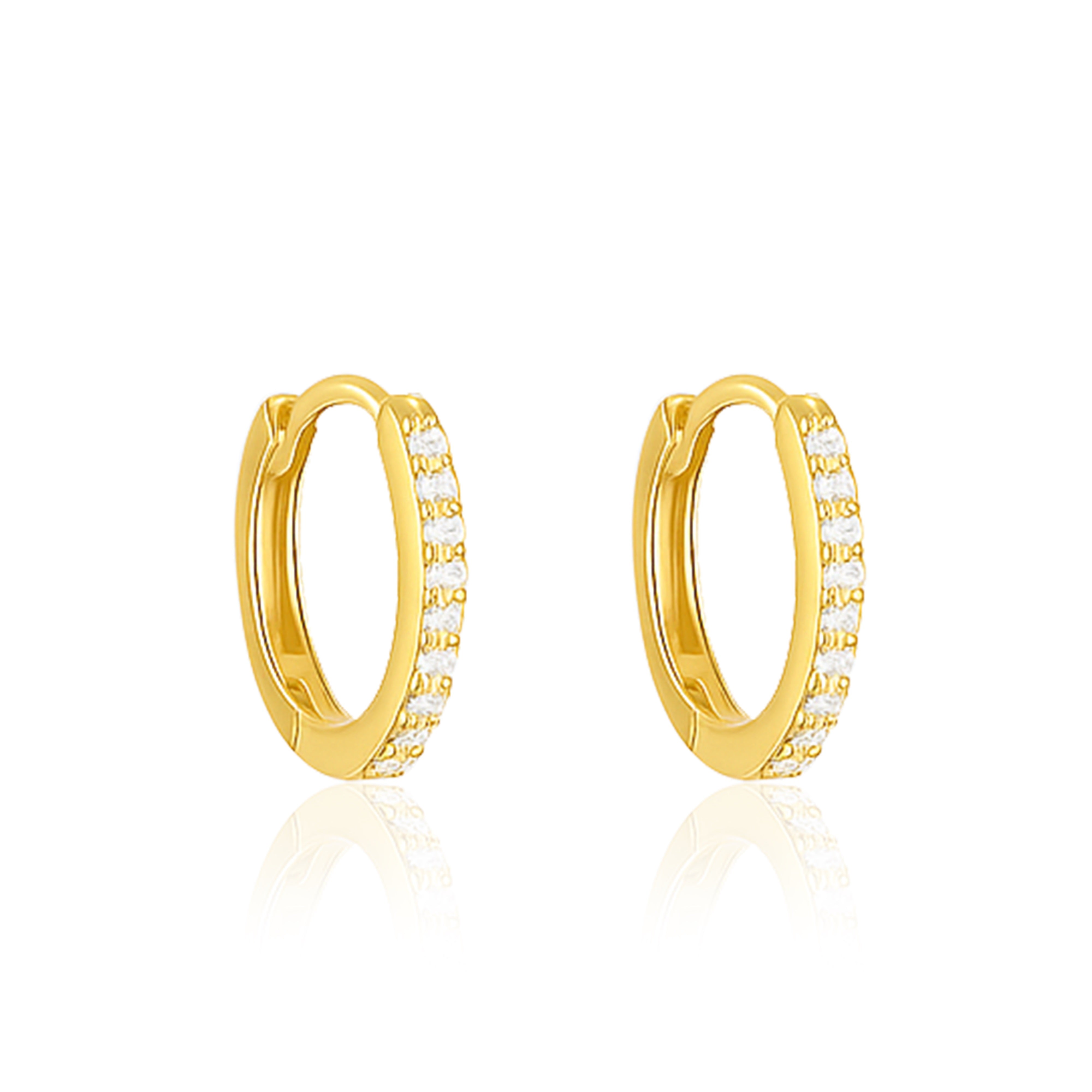 

Sparkle Huggie Hoop Earrings - 925 Sterling Silver Gold Plated