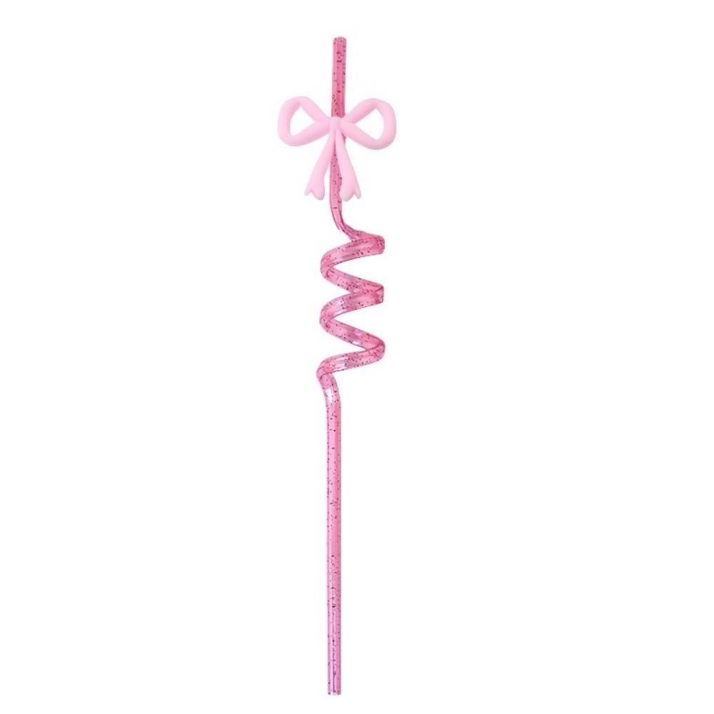 8pcs Colorful Sparkle Pink Bow Straws Shimmer Effect Sparkle Straws  Birthday Parties