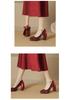 Women's Pearl Suede Mary Janes - Square Toe Chunky High Heels with Bow and Waterproof Platform
