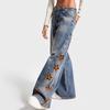 Women's High Waist Washed Women's Jeans Fashionable Versatile Straight Leg Pants