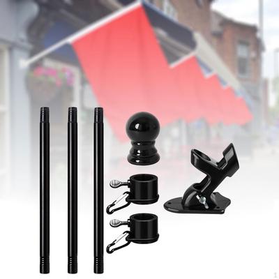 Kit Palo della Bandiera con Staffa di Montaggio Giardino Esterno Casa Fattoria Toper Anelli Rotanti per Garage Giardino