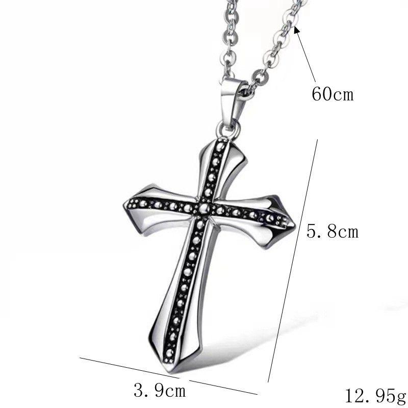 Retro Titanium Steel Cross Pendant Hip-Hop Necklace - Men's Fashion Jewelry