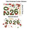 2026 Christmas and New Year Green Pine Needle Bell Window Stickers Festival Glass Doors and Windows Electrostatic Stickers