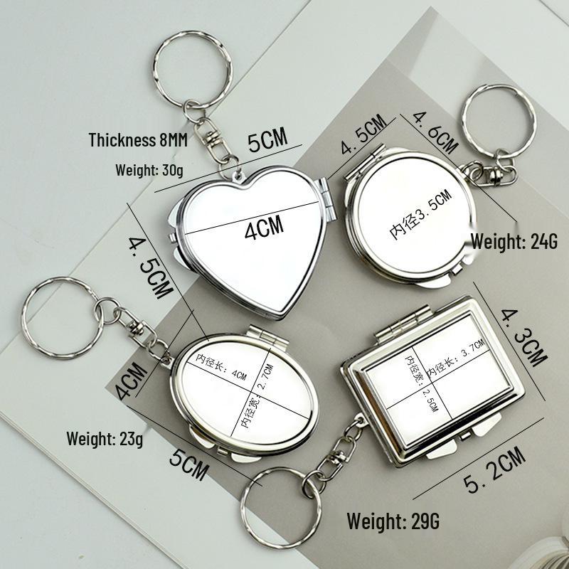 Compact Double-Sided Mini Makeup Mirror Keychain Pendant