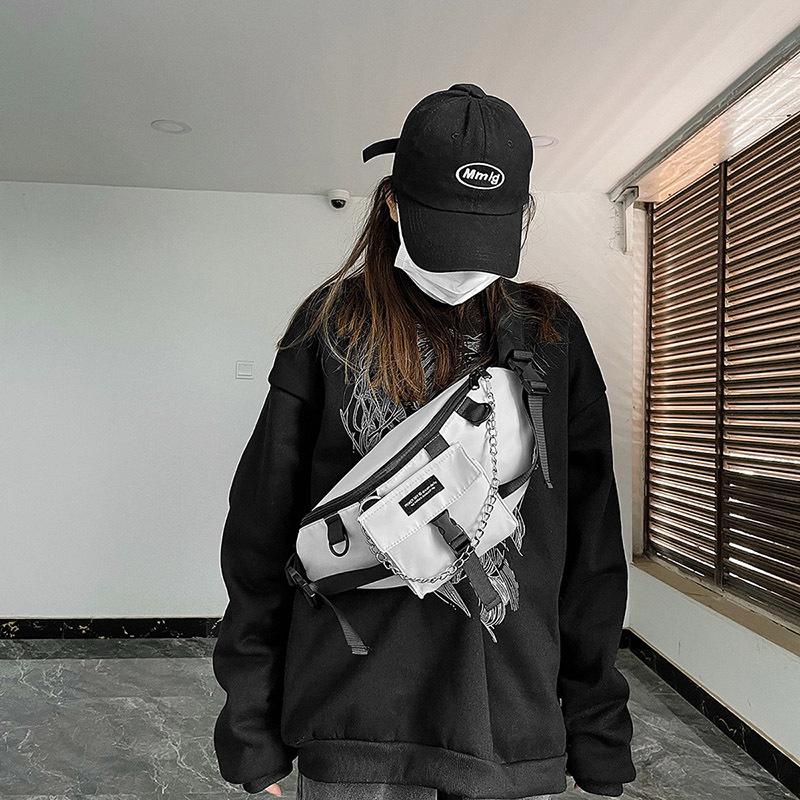 Large Capacity Multifunction Punk Hip Hop Fanny Pack Men Women Techwear Style Outdoor Casual Motorcycle Shoulder Chest Bag