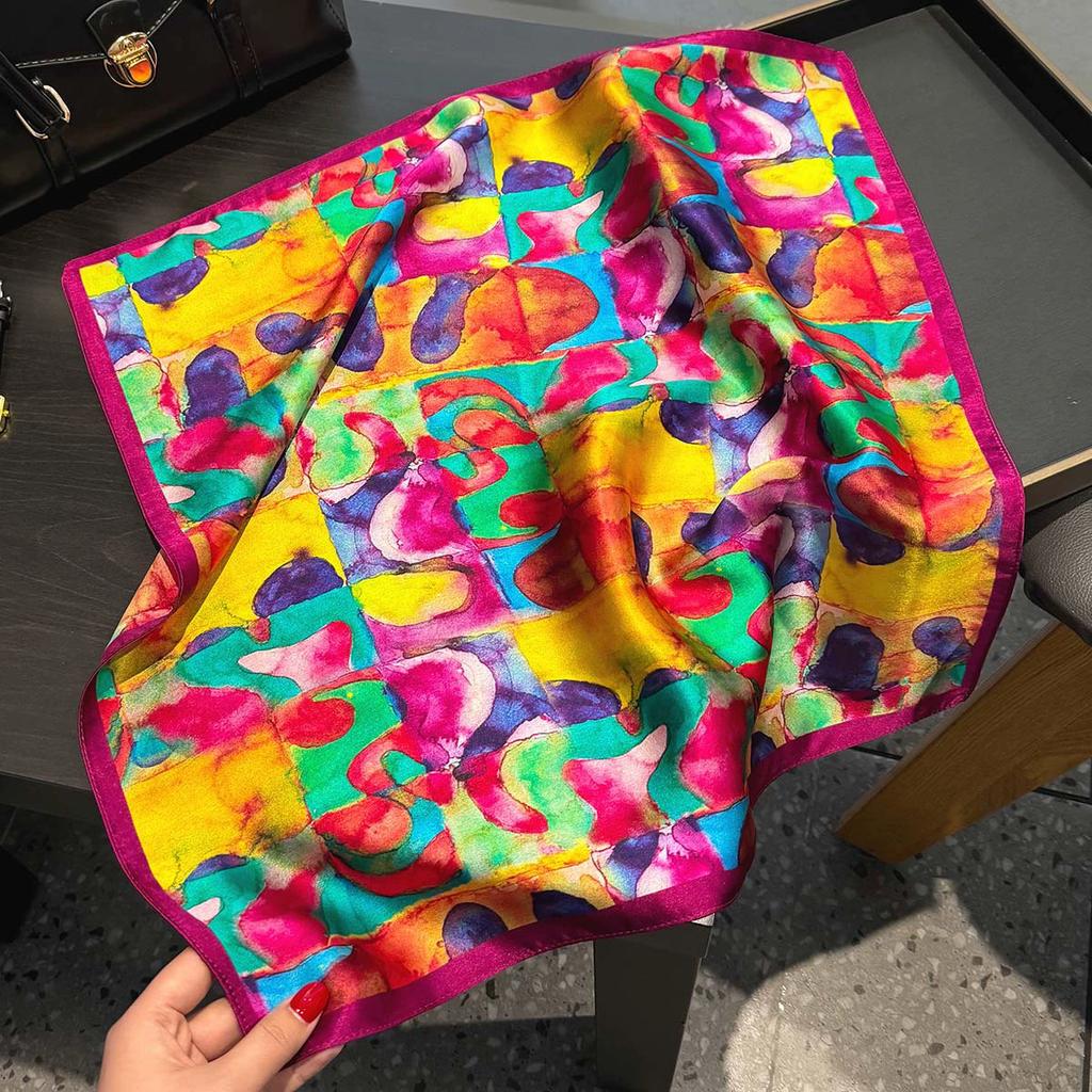 100% Nature Silk Scarf Women Neck Square Headband Scarves Bandana Fashion Hijab Poncho Scarves Pashmina  Female Foulard 53cm