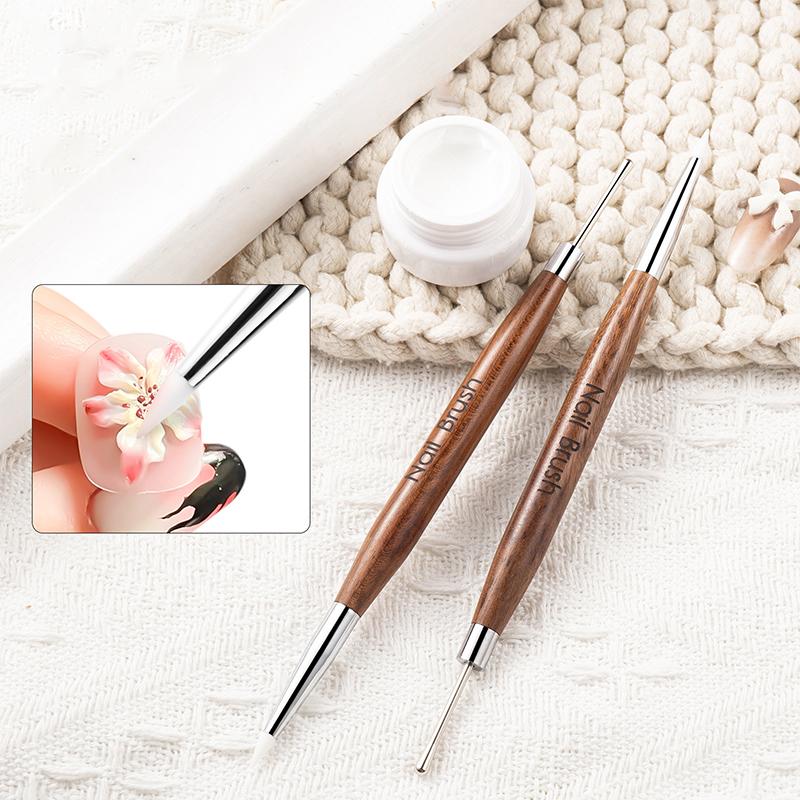 1/5Pcs Double-Ended Silicone Press Pen Flower Painting Brush Nail Supplies Carving Glue Diy Manicure Tips Nail Art Tool
