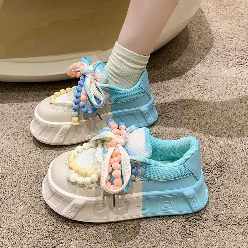 Fashion High Quality Womens Casual Sports Shoes Cherry Blossom Pink Cute Platform Shoes Fashion Versatile Trendy Lace Up Womens Sneakers