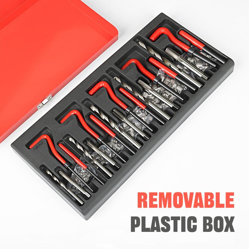 Comprehensive Thread Repair Tools 88-131pcs M5-M12 Metric Restorer With Red Storage Case For Car Garage And Mechanical Workshop