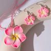Soft Pottery Flower Personalized Necklace and Earrings Two-piece Set Wax Rope Soft Pottery Plumeria-shaped Bridesmaid Gift