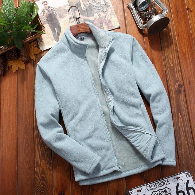 Warm Thick Winter Polar Fleece Jacket Coral Solid Color Sweater Coat