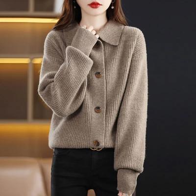 Pull Manteau Cardigan pour Femmes Automne Hiver Grande Taille Couleur Unie Ample Manches Longues Pulls Tricotés Manteau