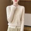 100% Pure Wool Cable Knit Cardigan – Commuter Style Two-Piece Women's Jacket