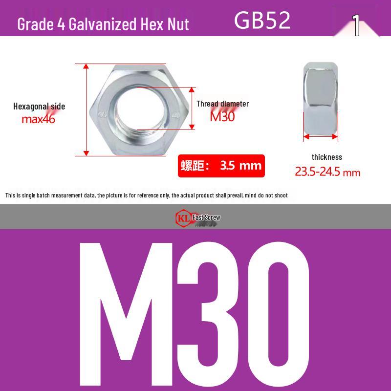 Galvanized Hex Nuts, Flat Washers, Spring Washers in M2-M48, Blue and White Zinc Coated