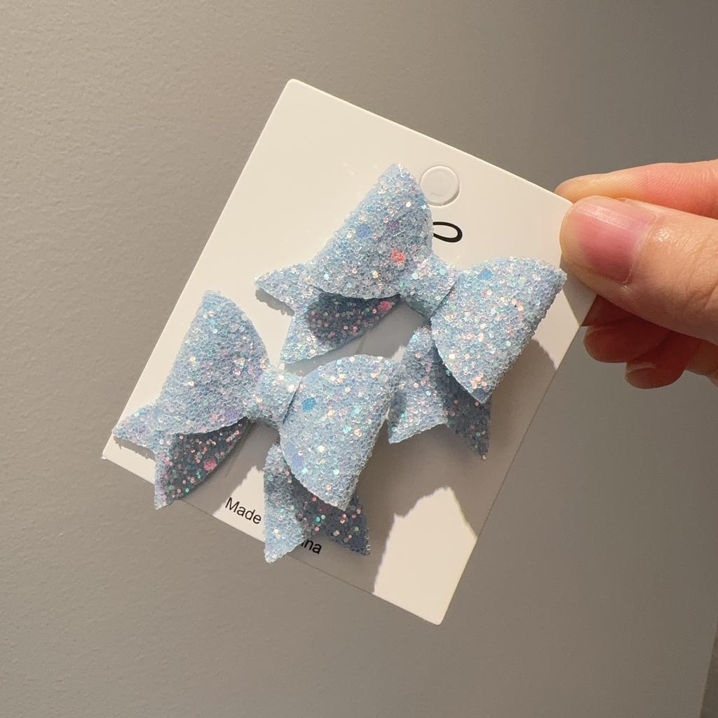 2Pcs Girls Cute Sequins Double Butterfly Hair Clip Bow Hairpins DIY Headwear Bow Decor Hairgrip Children Hair Accessories