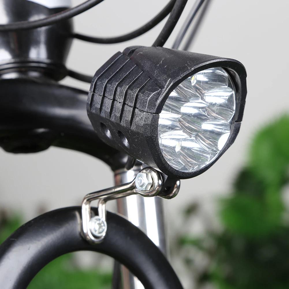 36V 48V 60V E-Bike Horn Light Electric Scooter 4 LED Headlight Front Lamp Waterproof Flashlight Outdoor Cycle Biking Accessories