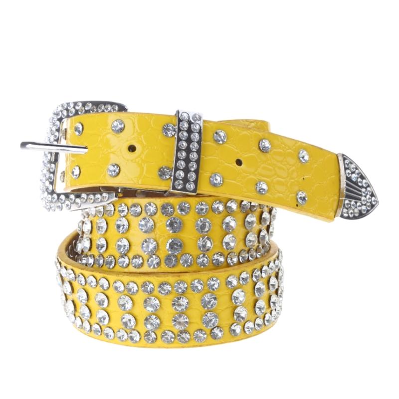 Bling Rhinestone Belt Studded Rhinestone Belt for Jeans Fashion Cowgirl Western Jeans Belt Rhinestone Waistband Belt