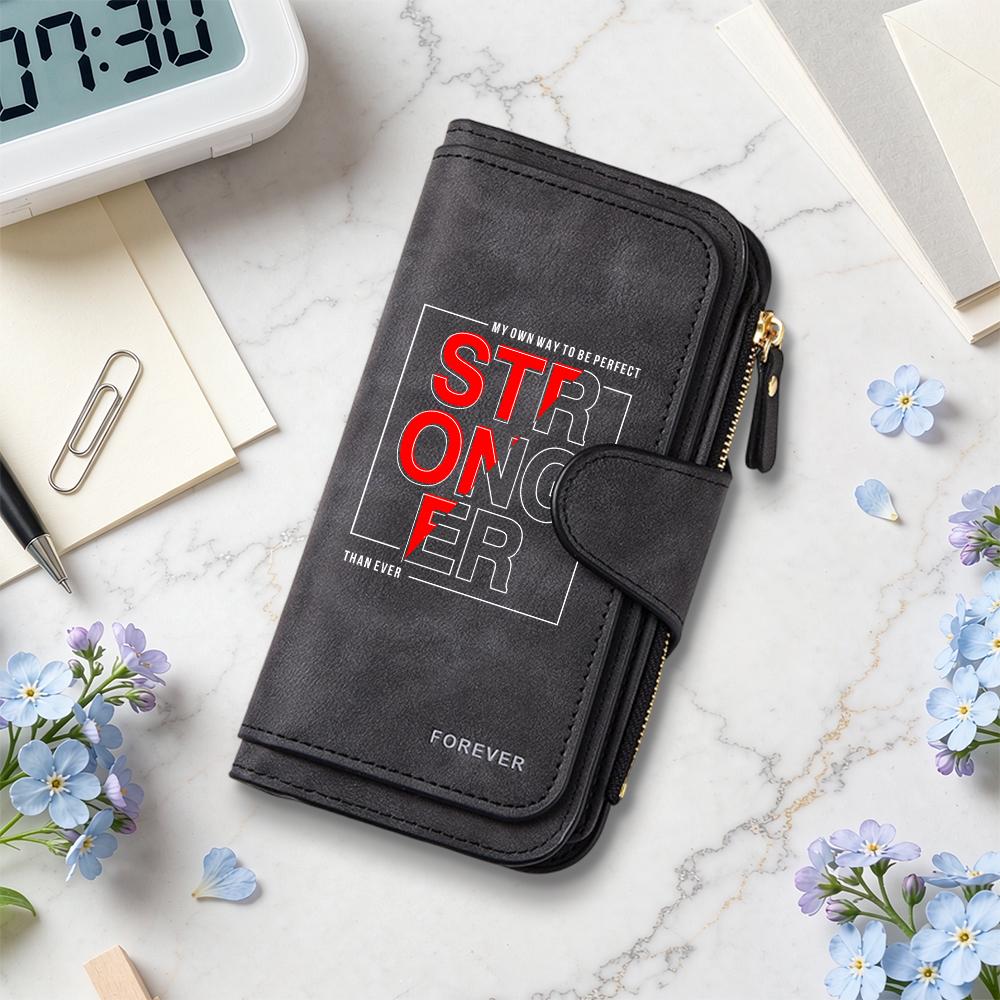 Stronger Letter Printed Casual Long Wallet Multi Slot Portable Fashion Purse