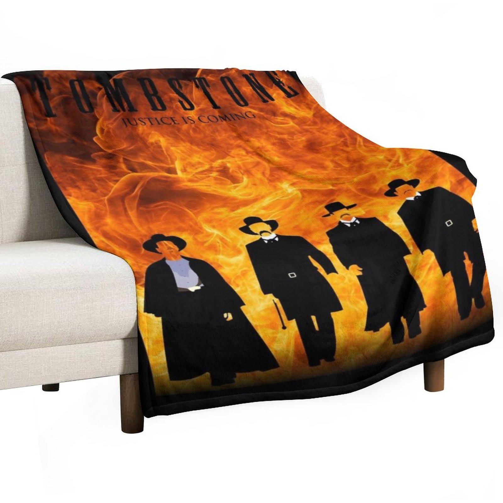Tombstone: FIRE Throw Blanket Shaggy Warm Nap Quilt Blankets 30x40in