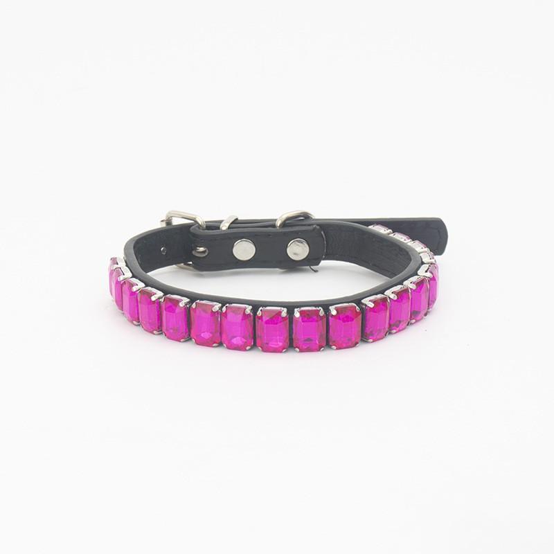 Luxury Rhinestone PU Leather Adjustable Pet Collar Dogs Cats Fashion Jewelry All Sizes
