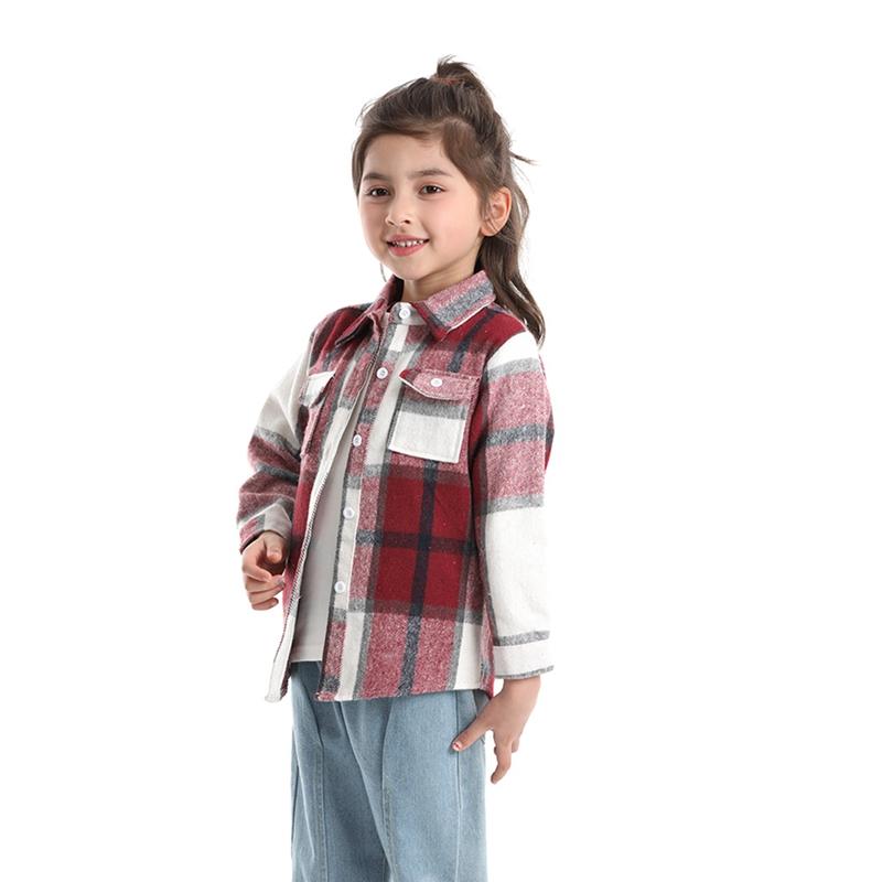 Camicia in flanella, plaid, a maniche lunghe, con bottoni
