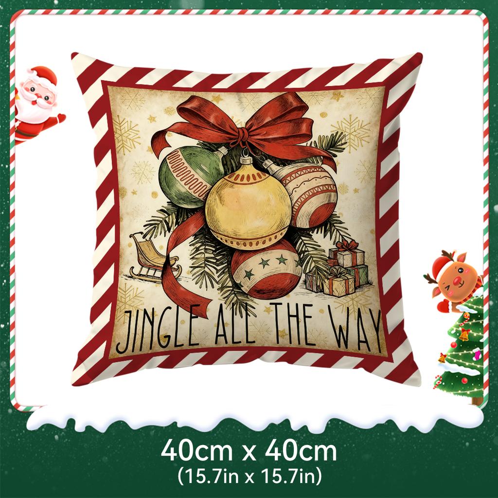 Retro Christmas Theme Pillowcase Bedroom Sofa Cushion Cover 100% Polyester Living Room Cushion Pillowcase Home Decor
