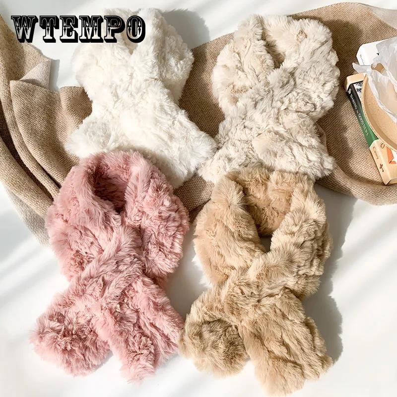 

Зимний плюшевый шарф, женский корейский вариант плюшевого шарфа с кроликом, толстый теплый шарф