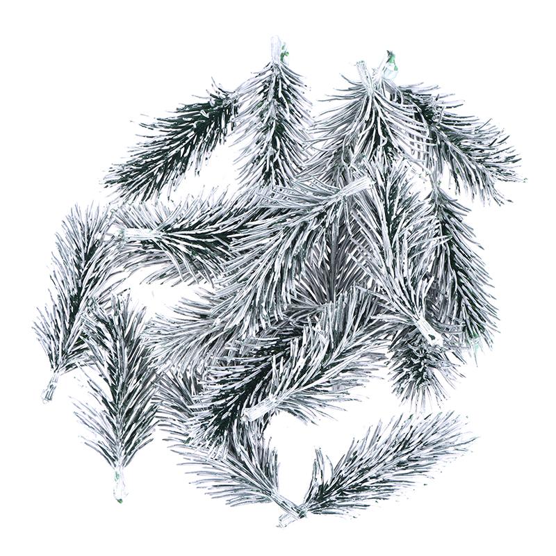 20Pcs Artificial White Flocking Plants Pine Branches Christmas Tree Decoration Festive Wedding DIY Bouquet Home Party Ornaments