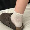 White Mesh Stockings - Summer Lightweight Lace Mid-calf Socks Without Bones - Postpartum Stockings with Low Heel and Shallow Opening