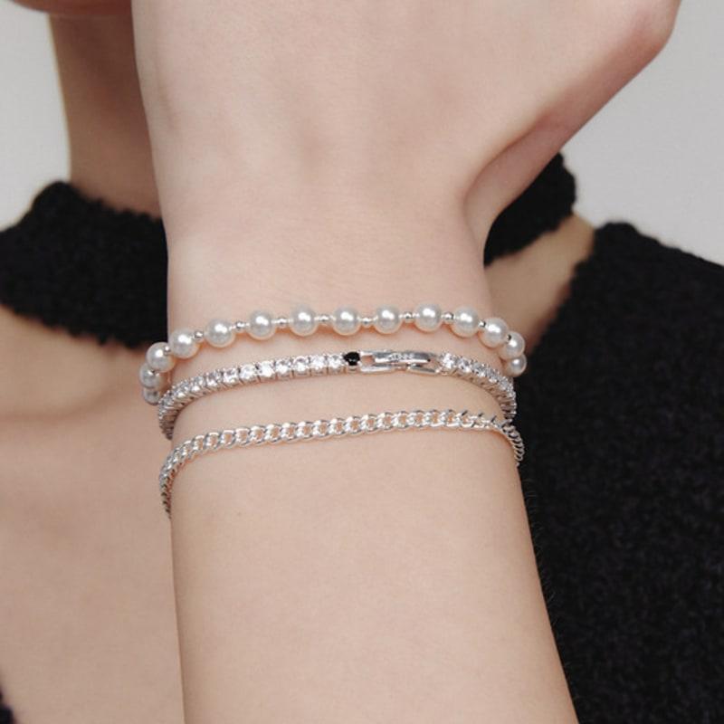 LUNNE Silver 925 Ball Pearl Bracelet #LSB12